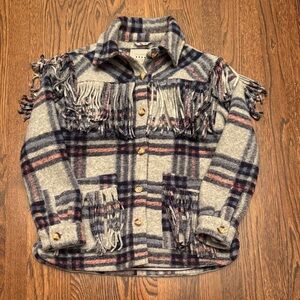 🎈🎈 BLANK  NYC Plaid Fringe Jacket - Gray and Pink
